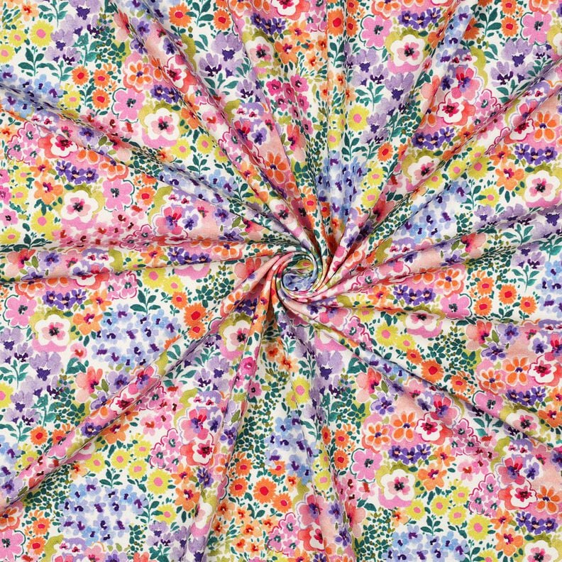 Dżersej bawełniany morze kwiatów nadruk cyfrowy | Poppy Fabrics – kość słoniowa/kolorowy,  image number 3