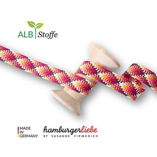 Sznurek pleciony eko Twist Me Check [ 24 mm ] | Albstoffe – pink/pomarańcza, 