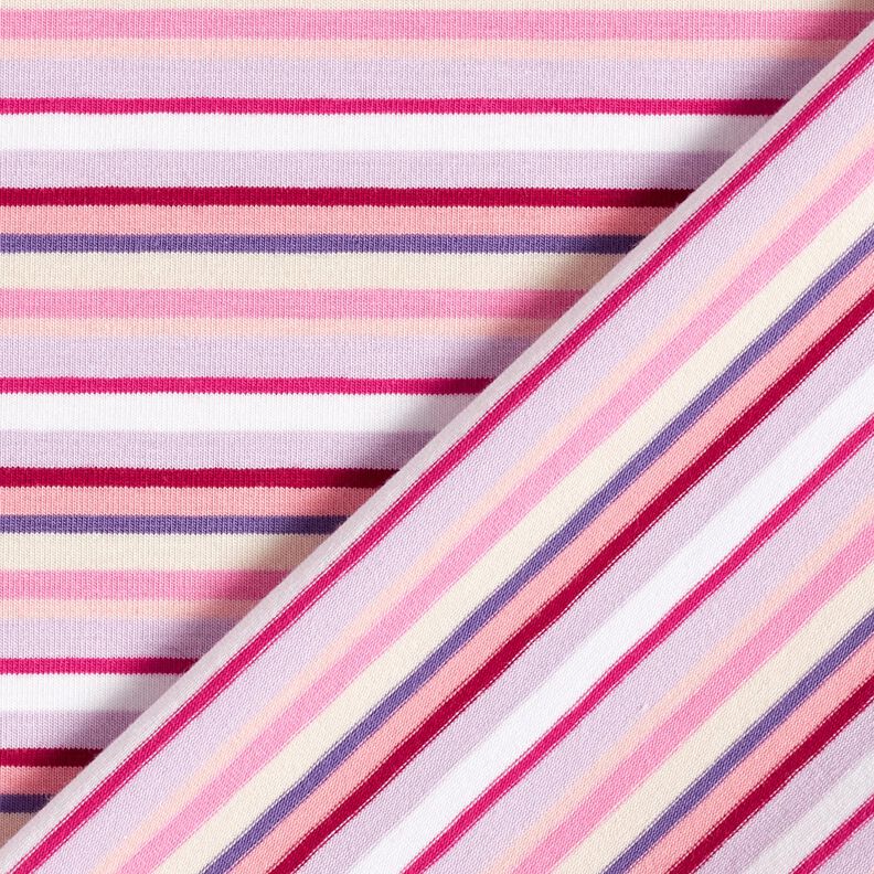 Dżersej bawełniany prążki – liliowy/pink, image number 4