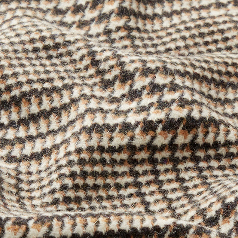 Materiał na płaszcze w kratkę glen – antracyt/beż, image number 2