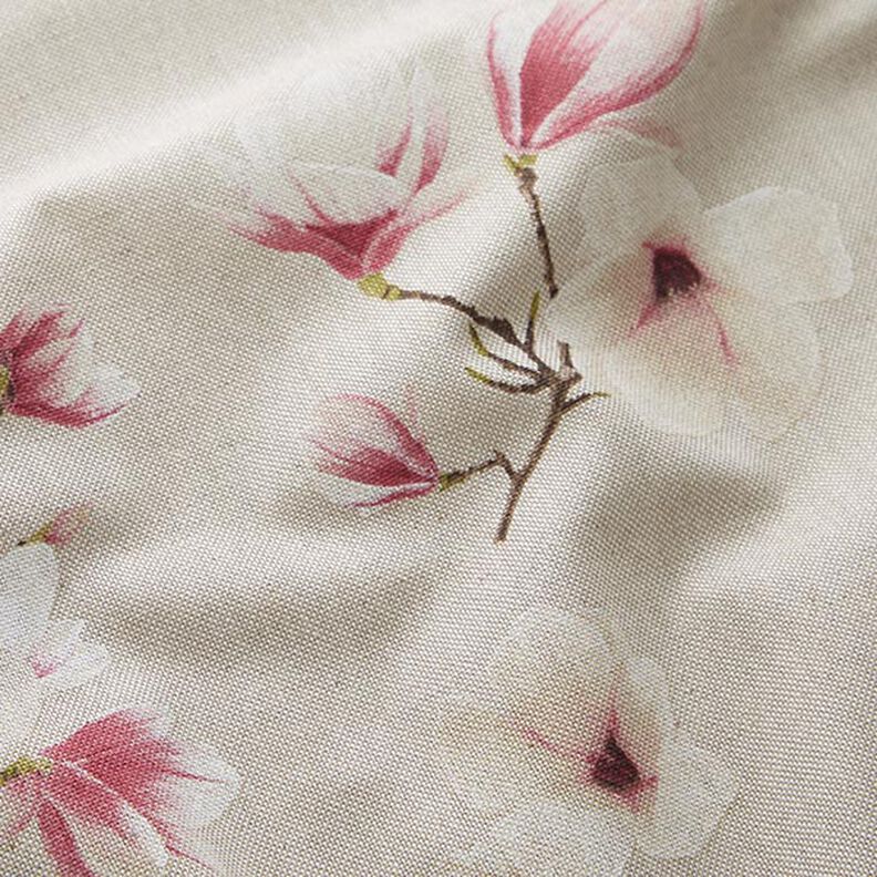 Tkanin dekoracyjna Half panama kwiat magnolii – malwa/naturalny,  image number 2