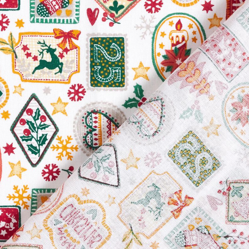 Tkanina bawełniana Popelina świąteczne obrazki – biel/czerwień karminowa,  image number 4