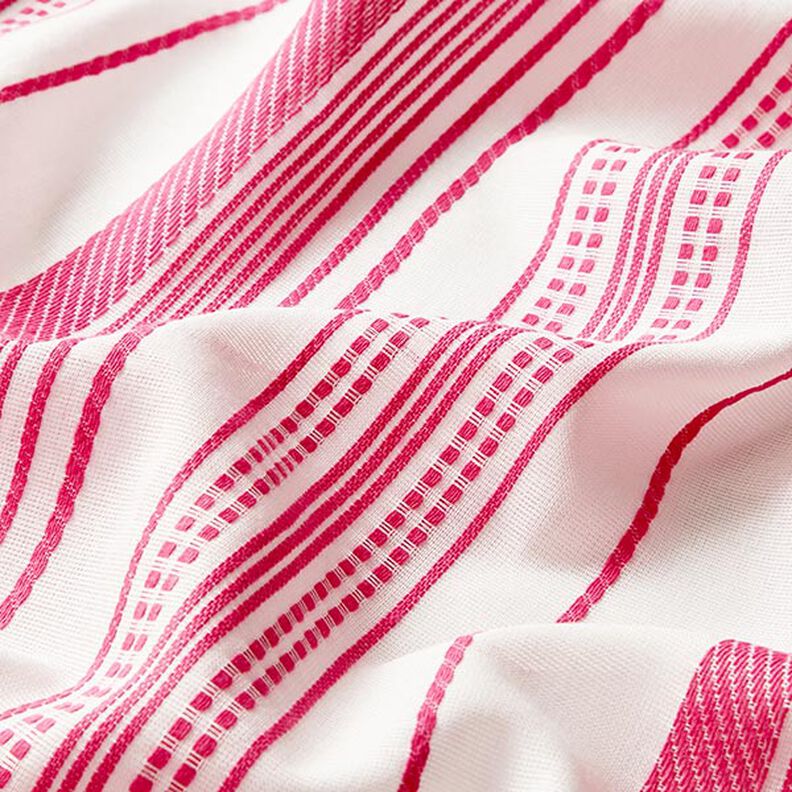 Tkanina bawełniana haftowana w paski – mleczna biel/pink,  image number 2