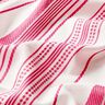 Tkanina bawełniana haftowana w paski – mleczna biel/pink,  thumbnail number 2