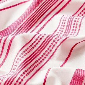 Tkanina bawełniana haftowana w paski – mleczna biel/pink, 