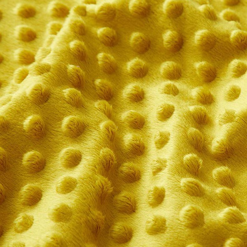 Miękki polar tłoczone kropki – żółty curry,  image number 2