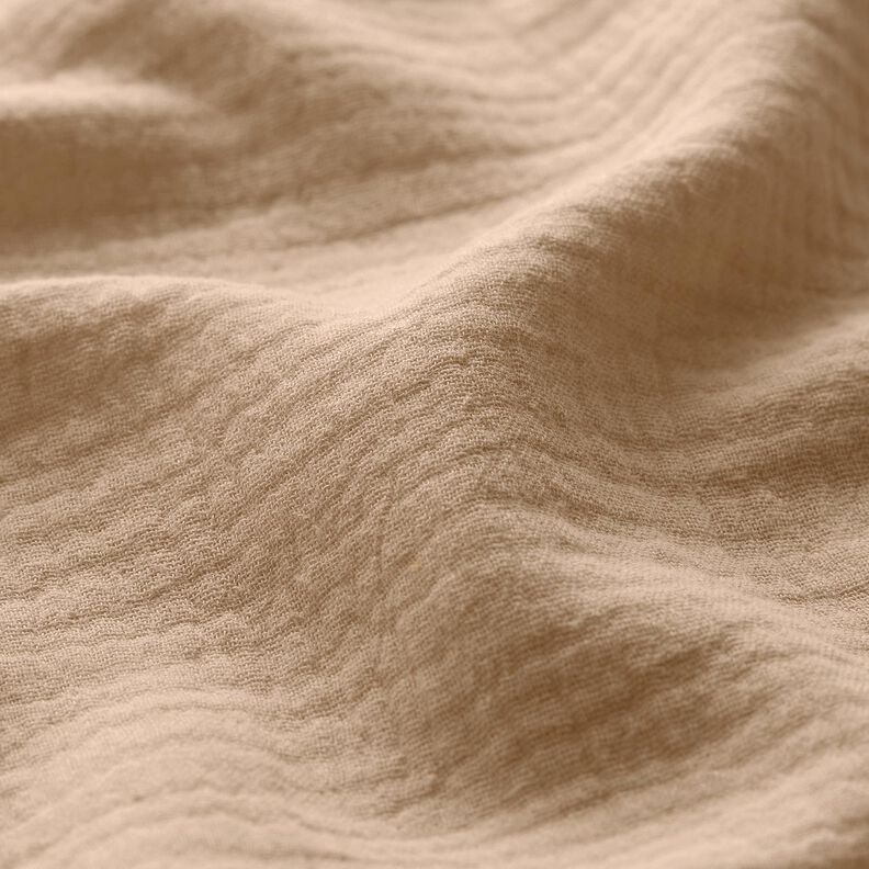 Muślin / Tkanina double crinkle – ciemny beż,  image number 3