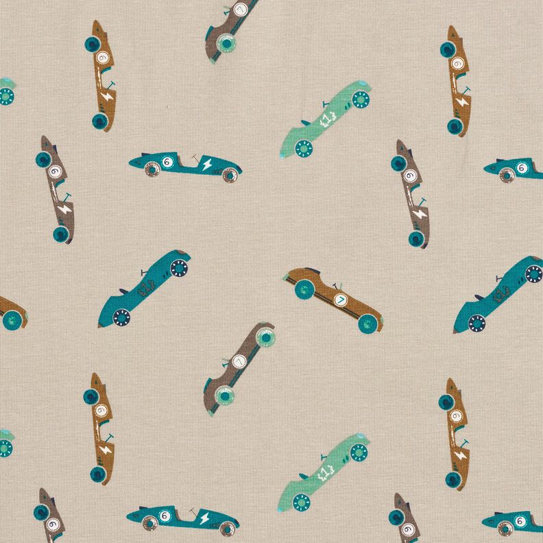 Dżersej bawełniany wyścigówki retro – jasny kreci,  image number 1