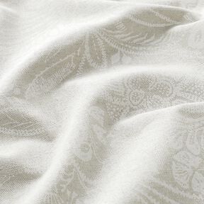 Tkanin dekoracyjna Half panama roślinny wzór paisley – naturalny/biel, 
