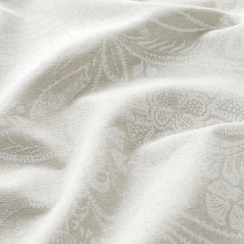 Tkanin dekoracyjna Half panama roślinny wzór paisley – naturalny/biel,  image number 2