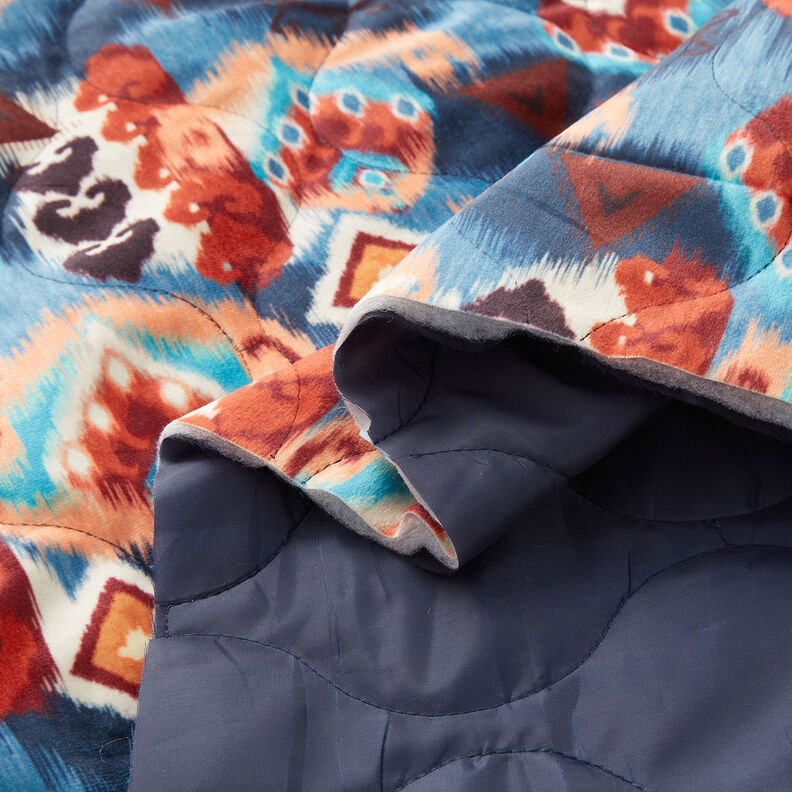 Welurowa tkanina pikowana, trójwarstwowa, wzór retro – mix kolorów,  image number 4