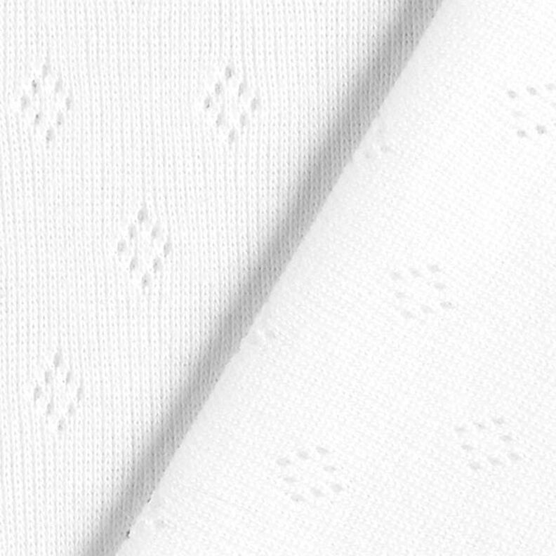 Dżersej o drobnym ściegu z ażurowym wzorem – biel,  image number 3