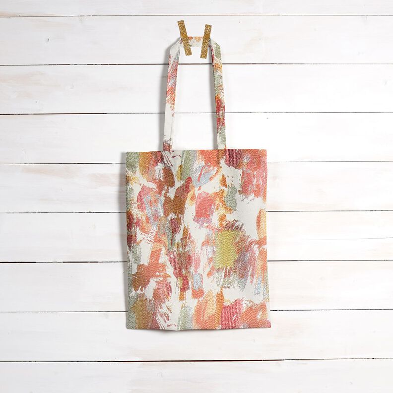 Tkanin dekoracyjna Gobelin sztuka abstrakcyjna – jasnobeżowy/jasny jagodowy,  image number 6