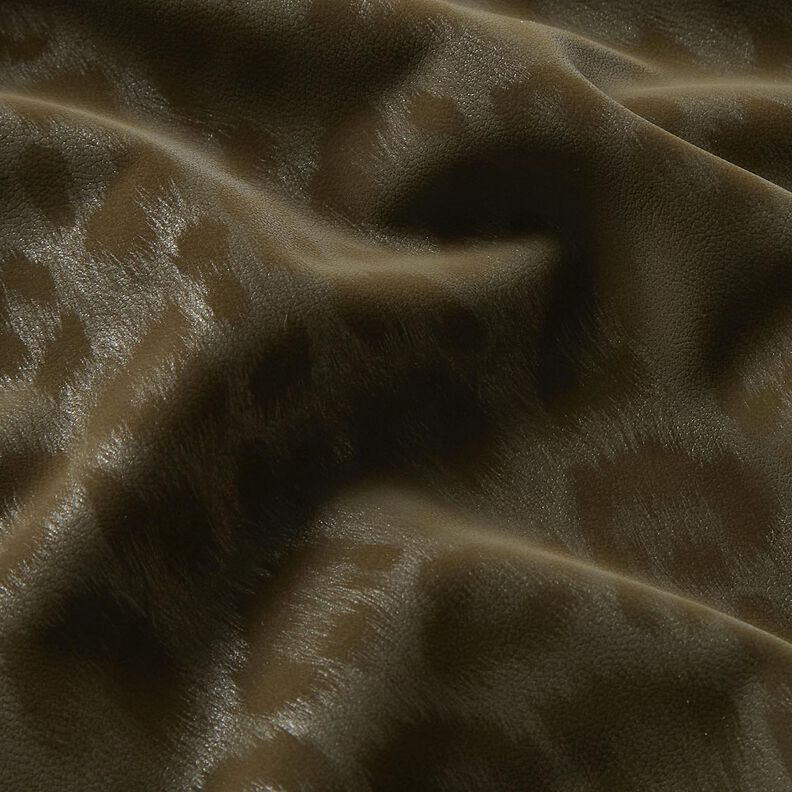Powlekana tkanina spodniowa, drapana, w panterkę – khaki, image number 5