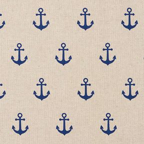 Tkanin dekoracyjna Half panama Kotwice – granat/naturalny, 