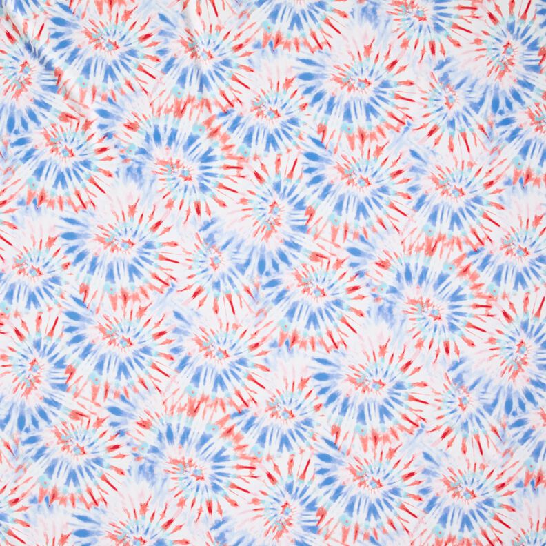 Materiał na kostiumy kąpielowe mandala batikowa – biel/chili | Resztka 60cm,  image number 1