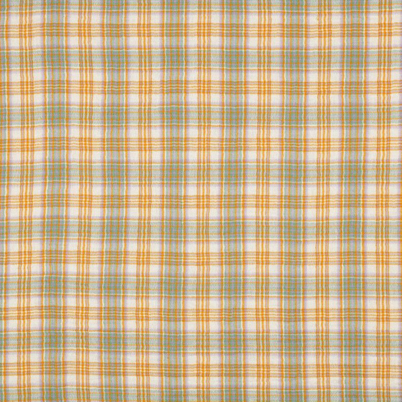 Muślin / Tkanina double crinkle Kratka | Poppy Fabrics – żółty curry/szałwia,  image number 1