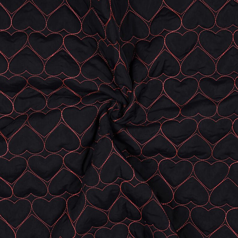 Tkanina pikowana neonowe serca | Poppy Fabrics – czerń/neonowy pink,  image number 3