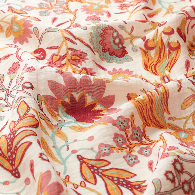 Mieszanka z wiskozą kwiaty retro – kość słoniowa/jasny jagodowy, image number 2