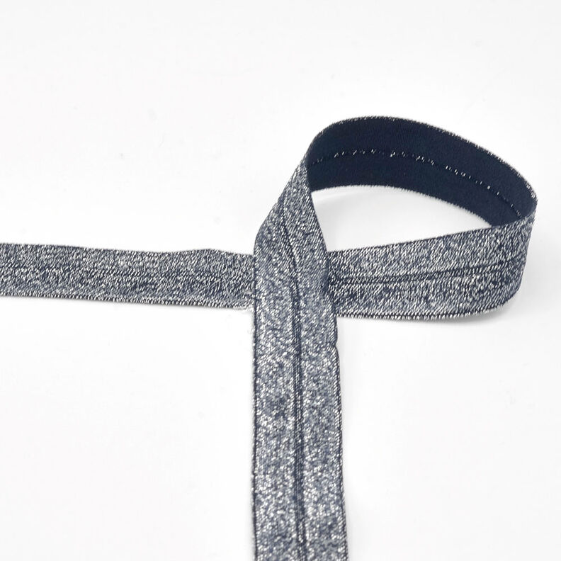 Lamówka elastyczna (guma łamana) brokat [20 mm] – granat,  image number 1