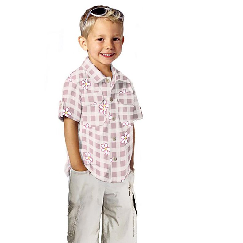 D?ersej bawe?niany kratka i kwiaty &ndash; biel/r&oacute;?,  image number 5