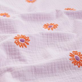 Muślin / Tkanina double crinkle haftowane duże kwiaty | Poppy Fabrics – pastelowy, 