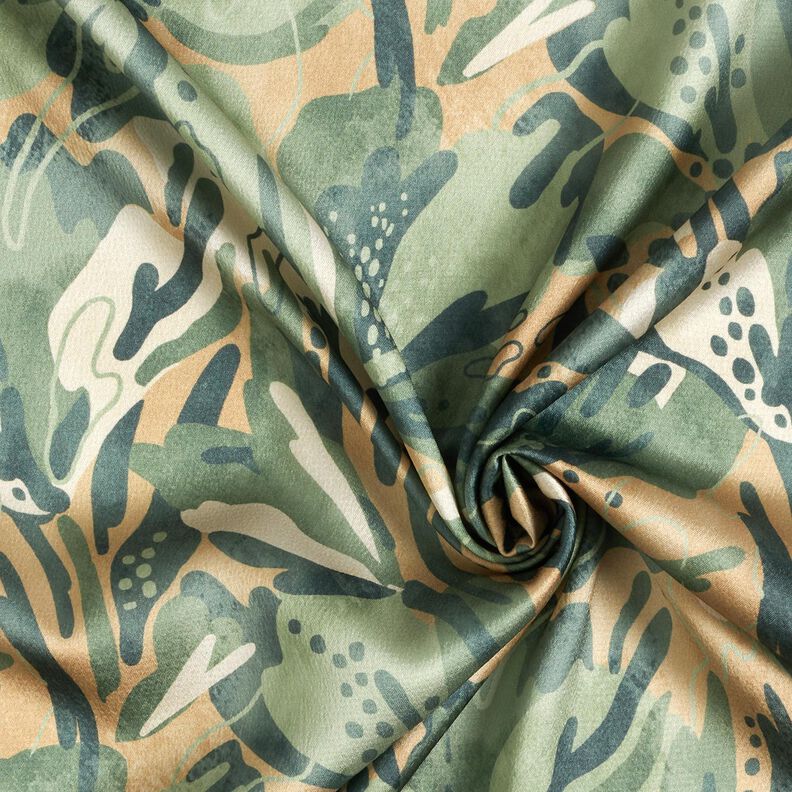 Satyna krepowa w rośliny morskie – zieleń trzcinowa/beż,  image number 3