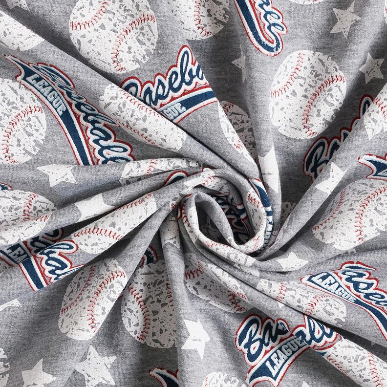 Dzianina dresowa pętelkowa French Terry bejsbol – srebro/biel,  image number 3