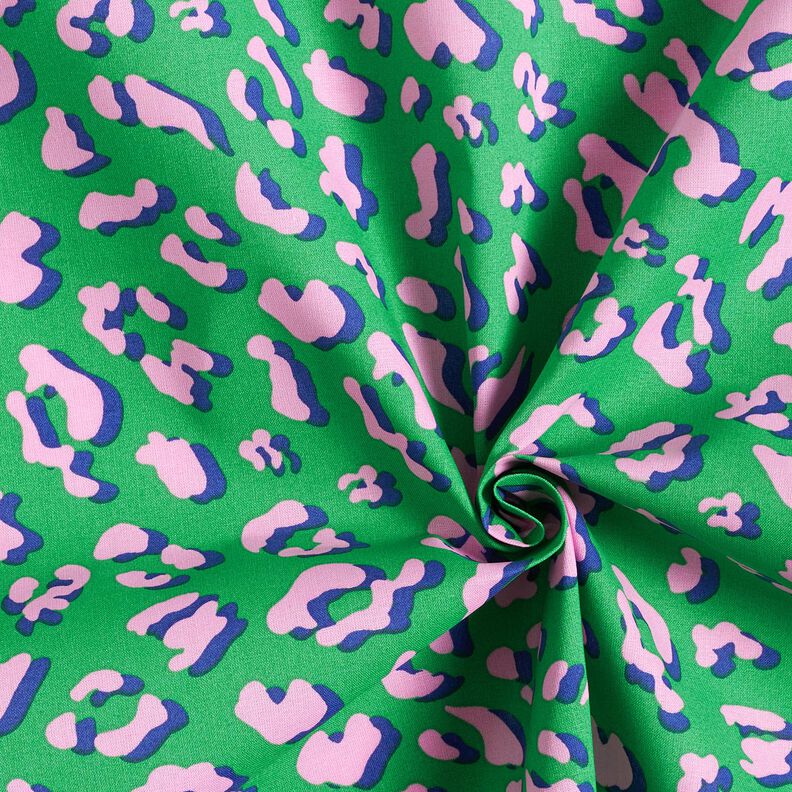 Bawełna powlekana abstrakcyjna panterka | Poppy Fabrics – zieleń/róż, image number 3