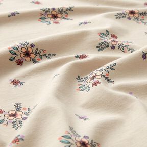 GOTS Dżersej bawełniany rozsypane kwiaty | Poppy Fabrics – migdałowy, 