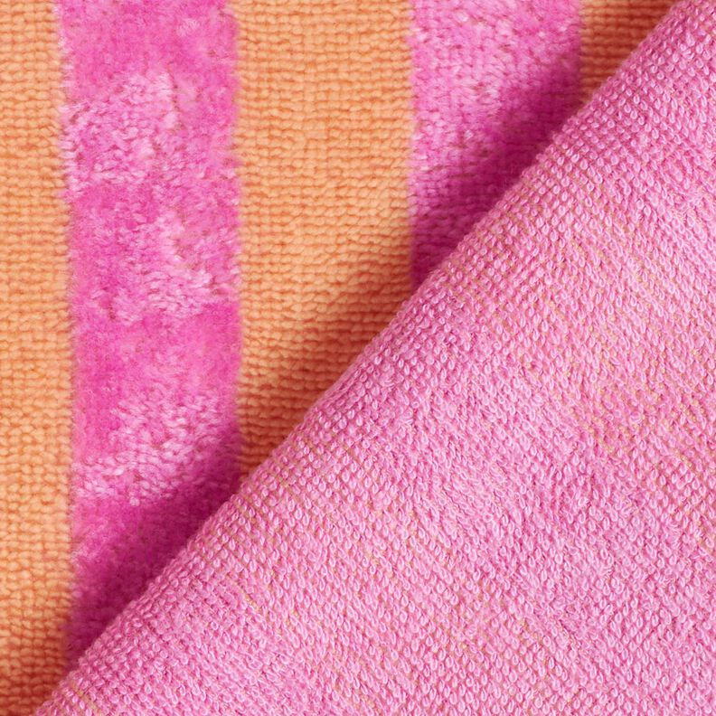 Tkanina frotte Bambus szerokie pasy – jasnopomarańczowy/pink, image number 5