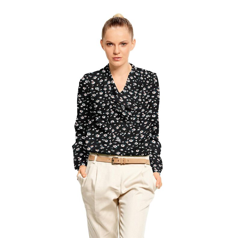 Tkanina wiskozowa w deszcz kwiat&oacute;w &ndash; czerń,  image number 5