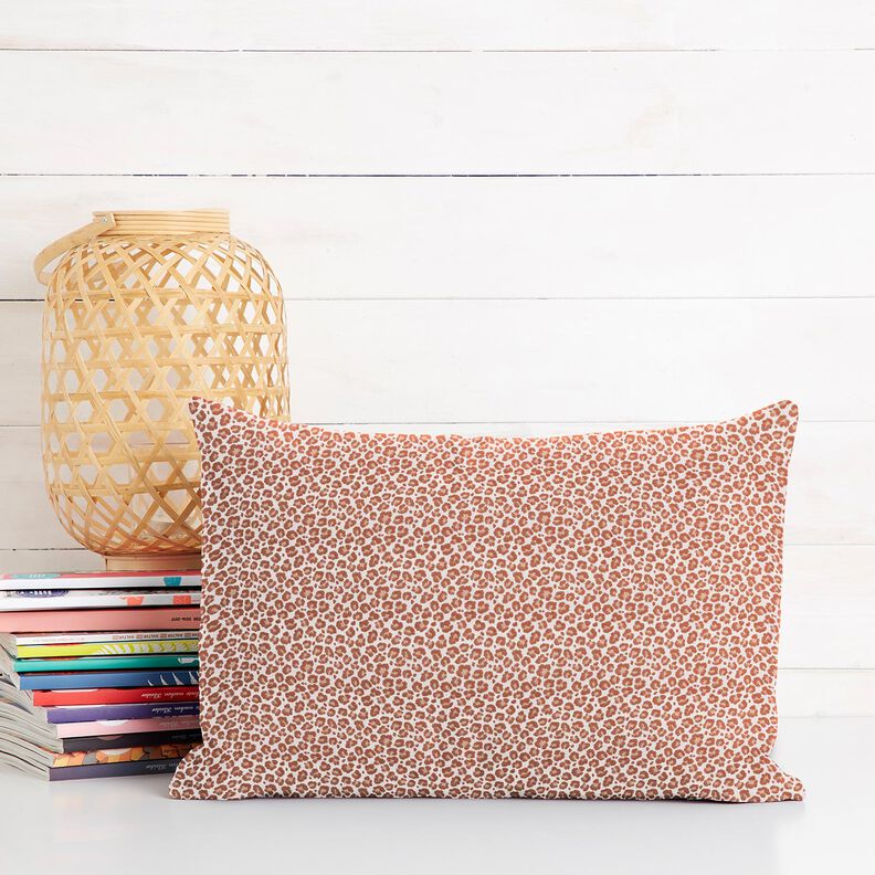 Tkanina bawełniana Kreton mały wzór w panterkę – kość słoniowa/miedź,  image number 6