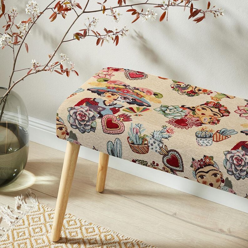 Tkanin dekoracyjna Gobelin artystki &ndash; jasnobeżowy/czerwień,  image number 5