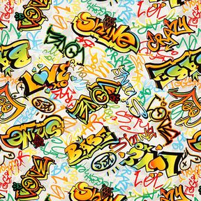 Tkanin dekoracyjna Half panama graffiti – srebrnoszary, 