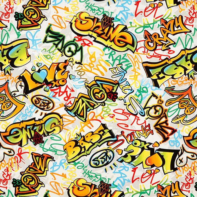 Tkanin dekoracyjna Half panama graffiti – srebrnoszary, image number 1