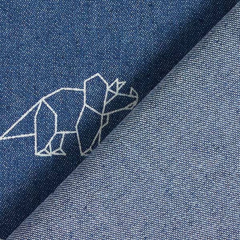 Tkanina dżinsowa strecz dinozaury origami – dżins,  image number 4