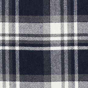 Tkanina płaszczowa w kratkę z futerkiem na lewej stronie – ciemnogranatowy/szary łupek, 