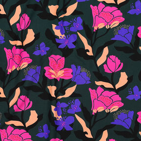 Tkanina wiskozowa LENZING™ ECOVERO™ Amira Floral | Nerida Hansen – ciemna zieleń/lilia, 
