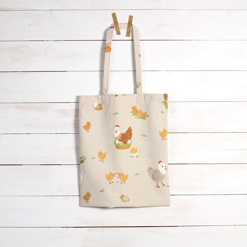 Tkanin dekoracyjna Half panama rodzina kur – naturalny/brąz,  image number 8