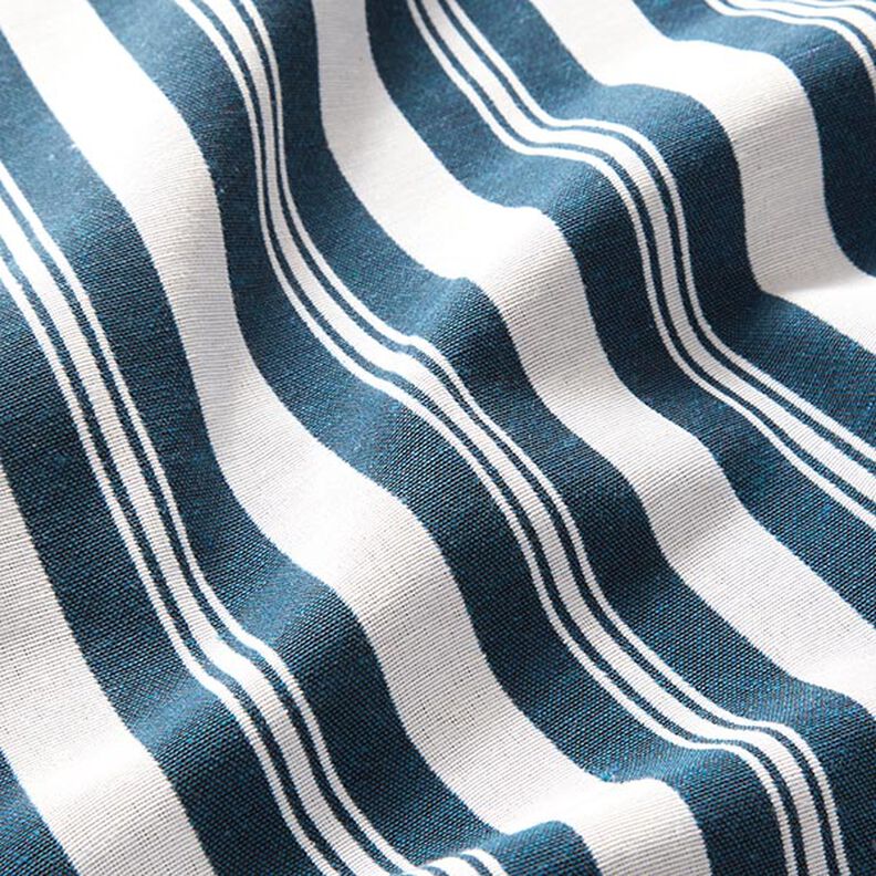 Tkanin dekoracyjna Żakard paski – niebieski oceaniczny/biel,  image number 2