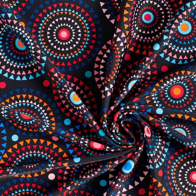Materiał na kostiumy kąpielowe mandala – czarnoniebieski/ognista czerwień | Resztka 100cm, image number 3