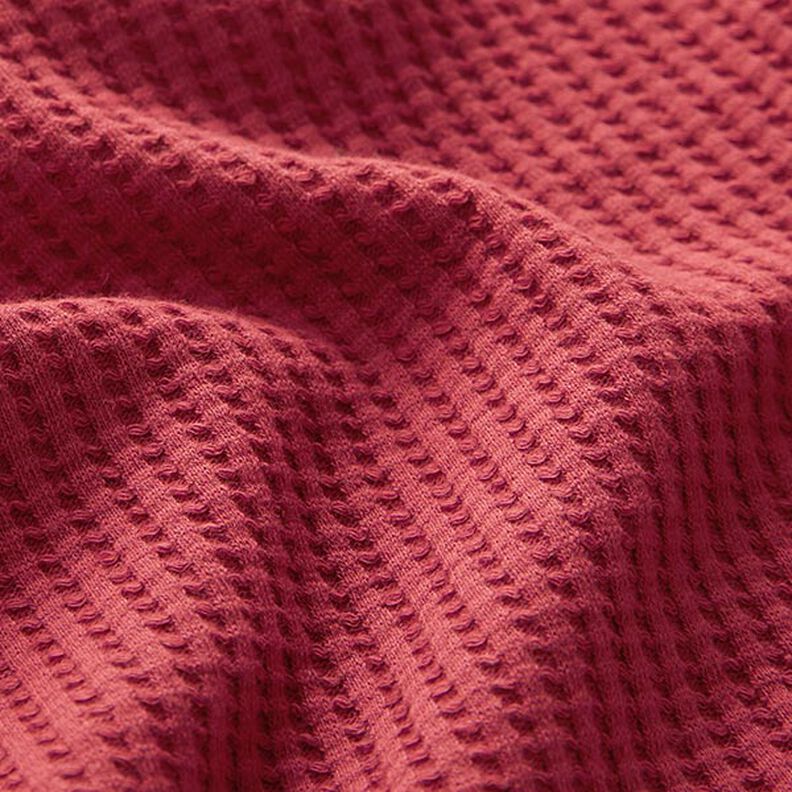 Bawełniany dżersej wafelkowy jednokol. – czerwień karminowa,  image number 2