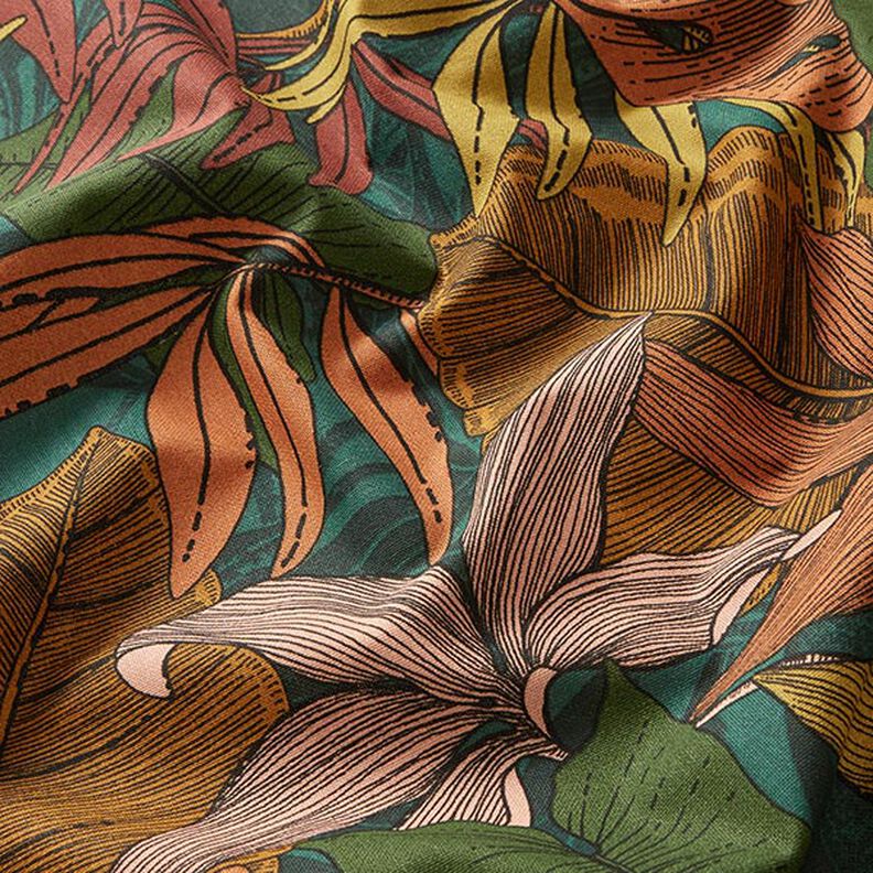 Tkanin dekoracyjna Half panama dżungla – ciemna zieleń,  image number 2
