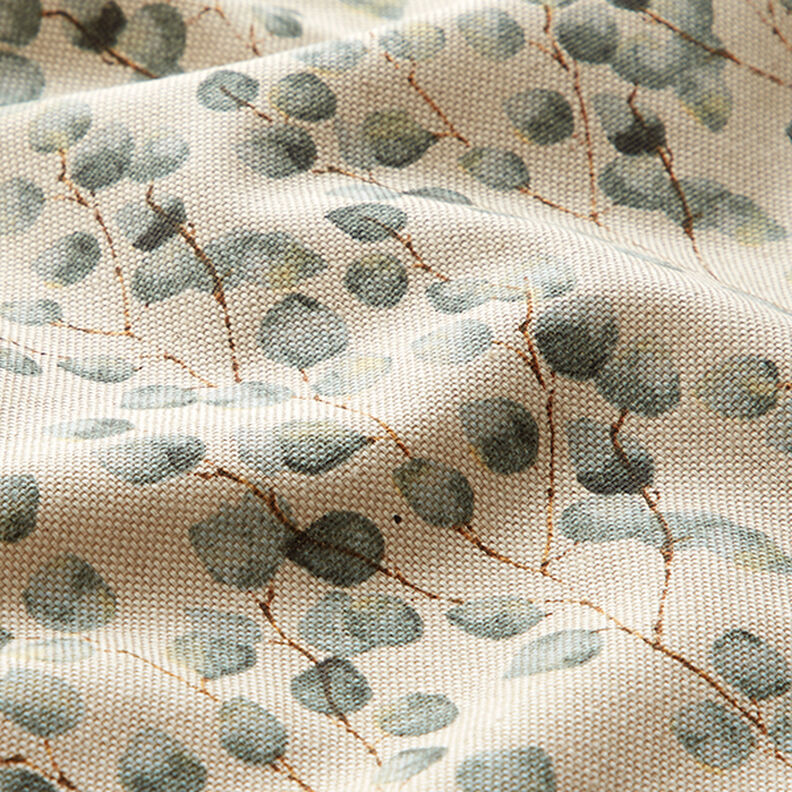 Tkanina dekoracyjna half panama, mini eukaliptus – zieleń trzcinowa/naturalny,  image number 2