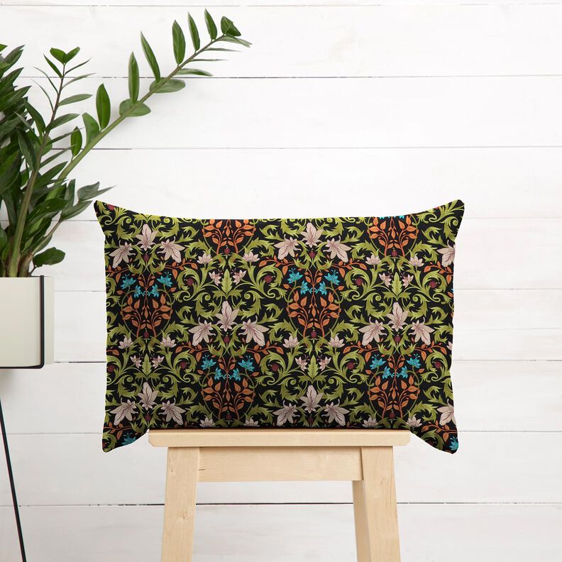 Tkanin dekoracyjna Half panama ozdoby z liści – czerń/pinia,  image number 7