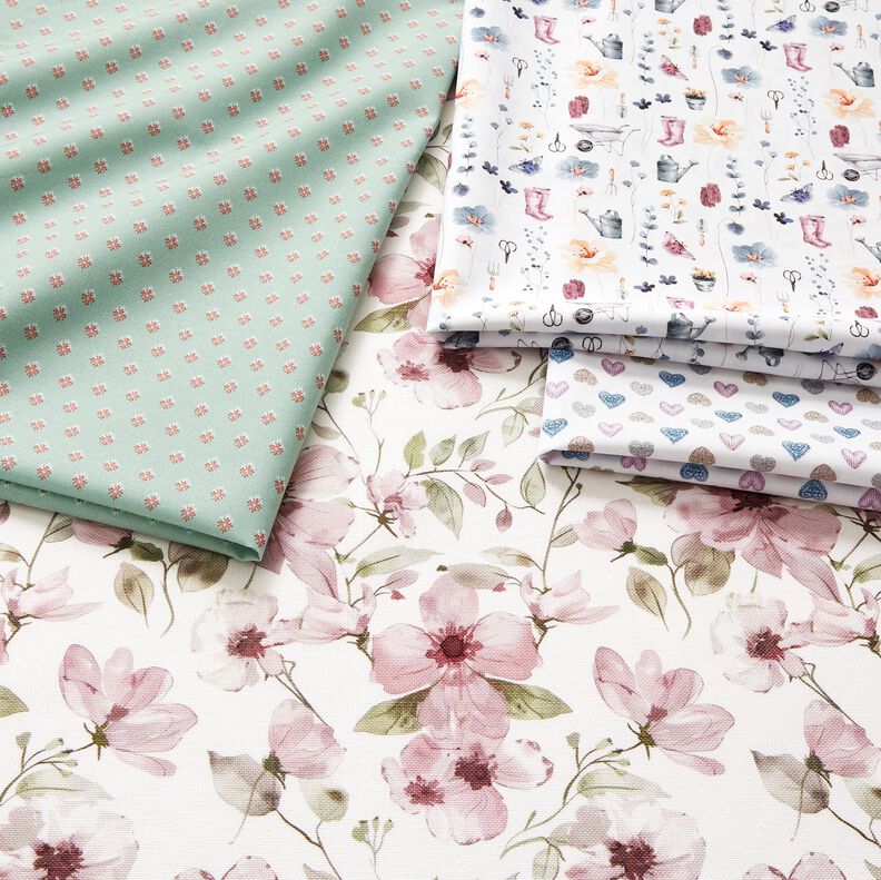 Tkanina bawełniana Popelina minikolce – jasny miętowy/ciemny brudny róż,  image number 5