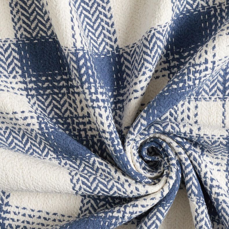 Tkanina płaszczowa Mieszanka bawełny w kratkę – szary błękit/kość słoniowa,  image number 3