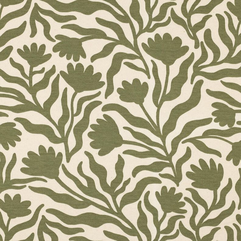 Dzianina dresowa drapana niebielona kwiaty | Poppy Fabrics – krem/khaki,  image number 1