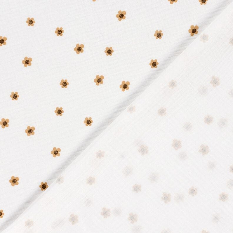 Muślin / Tkanina double crinkle słoneczniki &ndash; kość słoniowa/stare złoto,  image number 4